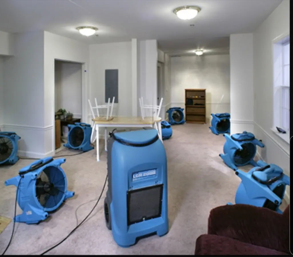 Air movers and dehumidifier setup for Water Extraction & Removal in Cedar Hills